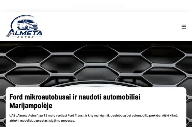 Startseite von Almeta Autos: Ford-Transporter und Gebrauchtwagen in Marijampolė