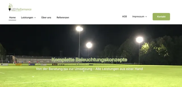Startseite der neuen Website von LED Performance aus Sinsheim-Dühren