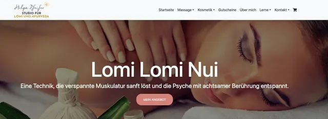 Website des Studios für Lomi und Ayurveda in Wiesloch mit Gutschein- und Kursangebot