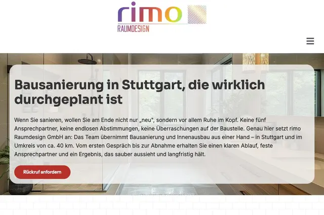 Startseite der rimo Raumdesign GmbH: Bausanierung in Stuttgart, die wirklich durchgeplant ist