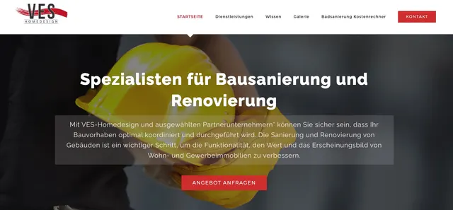 Startseite der Website von VES Homedesign aus Sinsheim