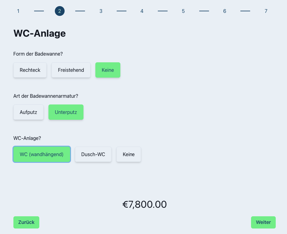 kosten-rechner2 Schrittweiser Konfigurator im Badsanierungs-Kostenrechner von VES Homedesign