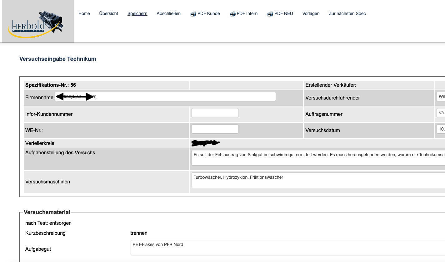private-system2 Detailansicht der Maschinendaten und Kapazitäten in der internen Plattform von Herbold Meckesheim
